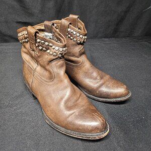 Frye Diana Cut Stud Short Brown Ankle Bootie Boots Women's Size 7.5 B